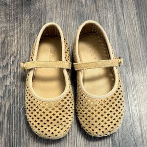 Zara Openwork Leather Ballet Flats Mary Janes Size 26 - 9.5 Toddler Girl